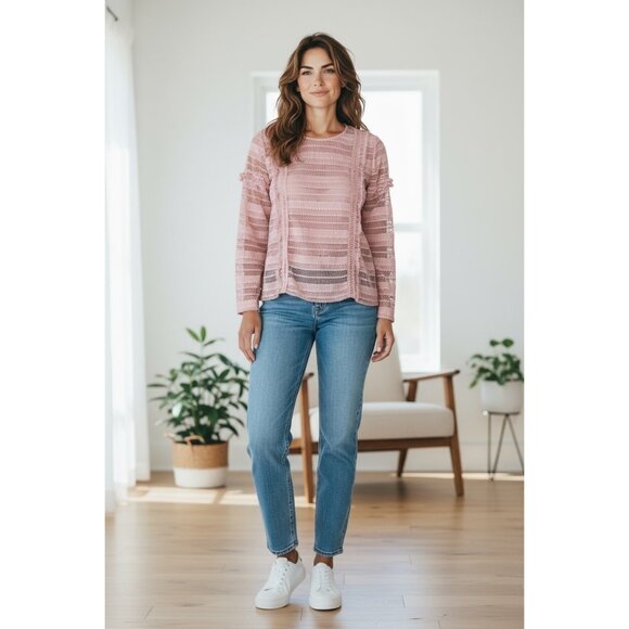 Storee Women's Rose Pink Knitted Top - Picture 1 of 6